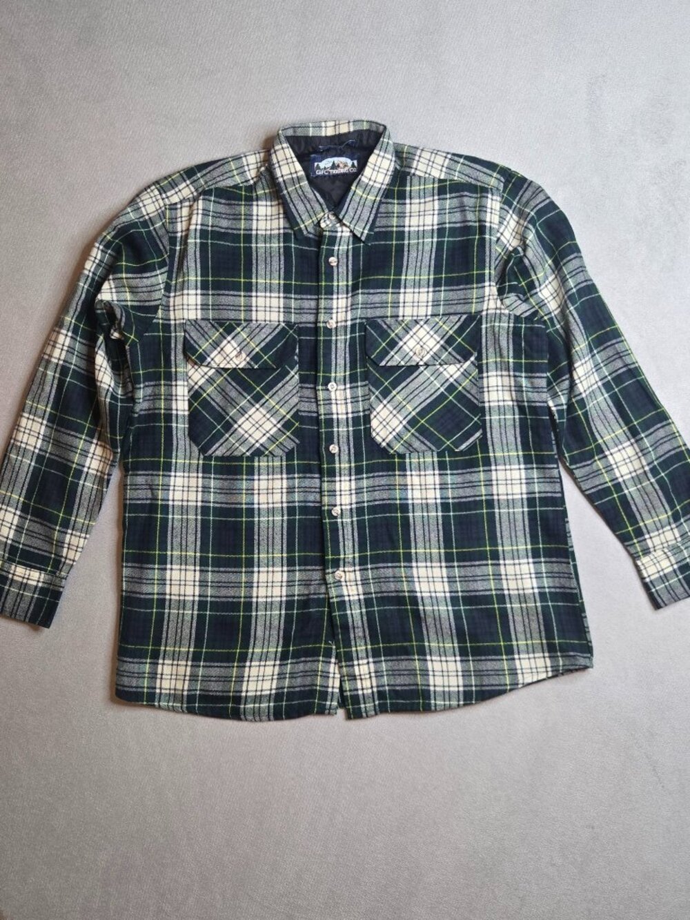 Vintage GFC Trading Co Plaid Flannel Shirt Lined Men's Size L Green Blue